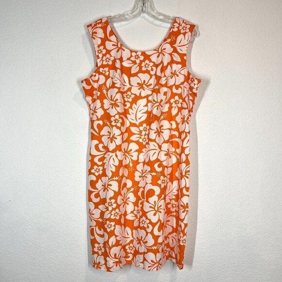 Hawaiian Mini Dress Orange Floral Aloha Summer - Picture 1 of 12